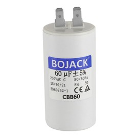BOJACK CBB60 60uF±5% 250 Volt 50/60Hz AC Capacitor Round Run Start Capacitor with Two Sets of Inserts for AC Motor Run Condenser Straight Cool Heat Pump Pool Pump or Air Conditioner
