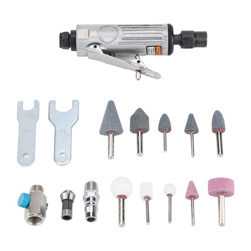 16 Pcs Air Die Grinder Kit,25000RPM 1/4" 1/8" Pneumatic Rotary