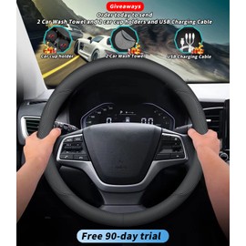 Deer Route Custom-Fit Leather Car Steering Wheel Cover, 15 inches, B-Style, For Toyota