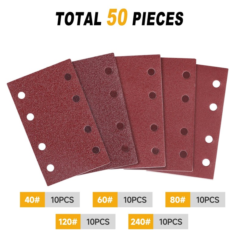 Sruhrak 80 x 133 mm Sandpaper, Pack of 50 Sanding