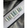 Handmade CUSTOM Gel press On Nails, BLUE GREY BLING ,