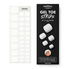 MOYOU LONDON Semi Cured Gel Nail Strips, 32 Pc. Gel Wraps for Nails, Get 1 Free UV Lamp when you Get 3 or More, Easy Apply & Remove for Salon-Quality Pedicure-Snow White