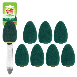 Scotch-Brite Scotch-Brite Heavy Duty Dishwand Kit, 1 Dish Wand & 7 Sponge Refills, Keep Hands Out of the Mess, Removes Stuck-on Food, Best for Cast Iron Skillets & Grill Grates, Fits all Scotch Brite Refills