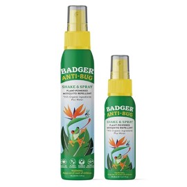 Badger Badger Bug Spray, Family Friendly All Natural Mosquito Repellent w/Organic Essential Oils, Great Smelling Citronella Spray, Effective for 3 Hours, Combo 2-Pack 4 fl oz + 2.7 fl oz