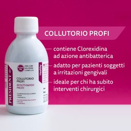 President KIT 3 COLLUTORIO PROFI con Clorexidina 0.20%, Contrasta la Formazione di Placca, Carie e Gengiviti, Ideale dopo Interventi Chirurgici, Azione Intensiva, Senza Alcool - 3x200ml