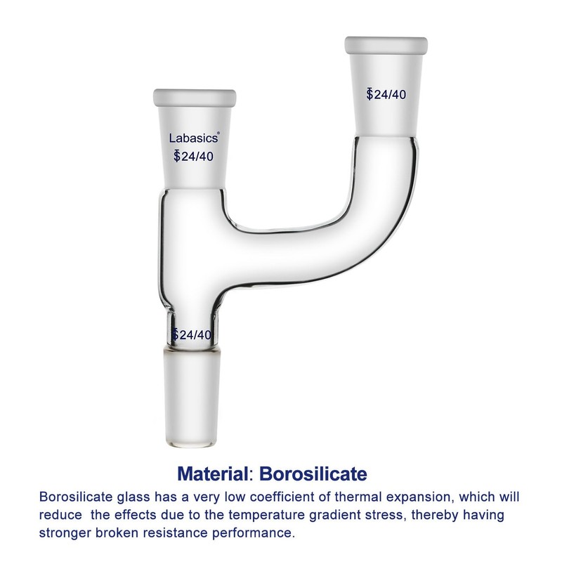Labasics Borosilicate Glass Distillation Adapter, 3 Way Claisen Distilling Adapter