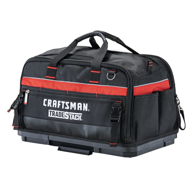 CRAFTSMAN TRADESTACK Tool Bag, 22.5”, Durable Polyester, Black and Red