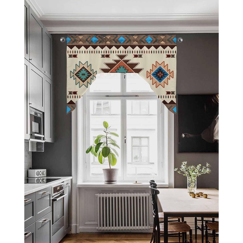 Kontanderi Western Southwest Swag Valances for Windows, Swag Kitchen Curtain