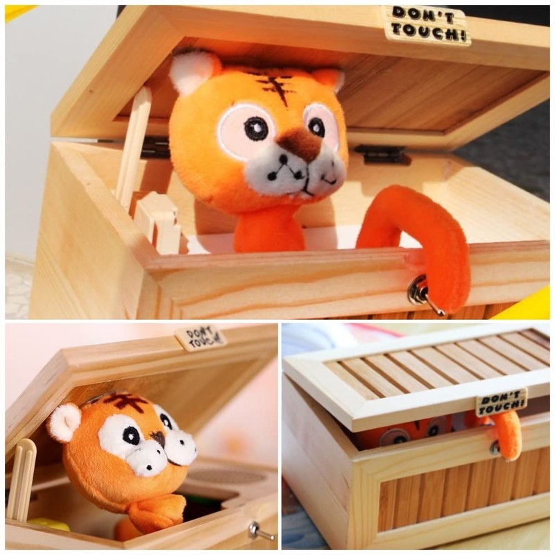Wooden USB Electronic Box Cute Tiger Funny Interactive Stress-Relief Toy
