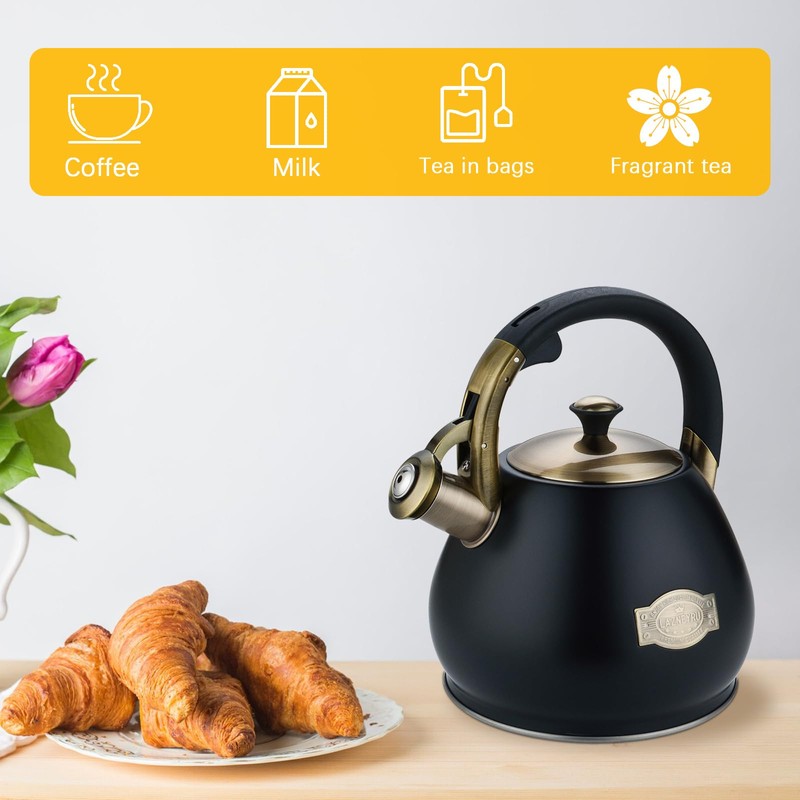 Tea Kettle Stovetop Whistling Kettle Teapot, 3Quart Tea Pot Stainless