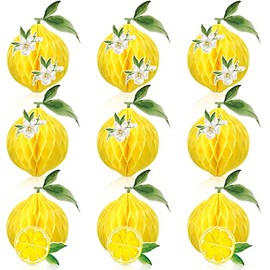 Lenwen 9 Piezas Centros de Mesa con Bolas de Panal de Limón Favores de Fiesta de Limón Papel Tisú Decoraciones de Mesa de Limón para Fiesta del Niño Boda Verano Fiesta de Cumpleaños