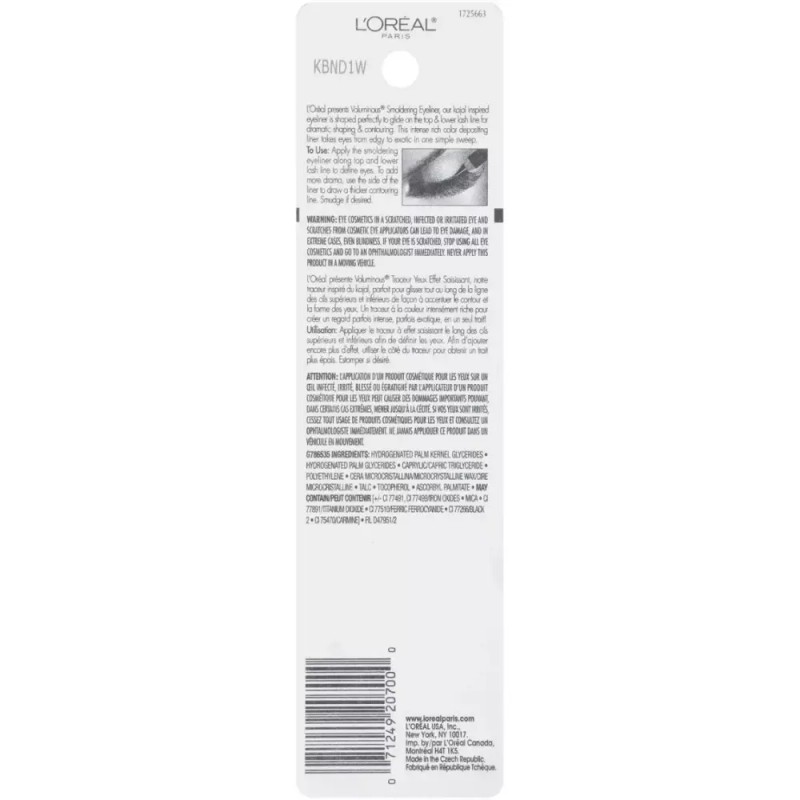 L'OREAL PARIS 로레알 파리 볼륨 스모딩 라이너 블랙 0.056온스 1카운트