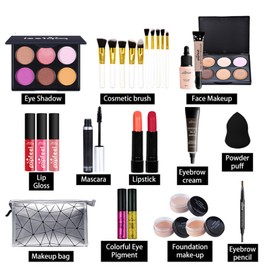 Professional Makeup Sets, MKNZOME 28-Piece Make-Up Starter Kit with Makeup Bag, Portable Travel Makeup Palettes, Cosmetics, Eyeshadow, Lip Gloss, Birthday, Christmas Gift Set