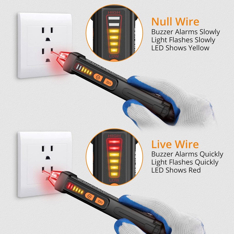 Neoteck 12-1000V AC Non-Contact Voltage Tester Detector with Led Flashlight