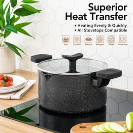 MICHELANGELO Nonstick Pasta Pot with Strainer Lid, 6 Quart Stock Pot with Twist and Lock Handles, Multipurpose Cooking Pot - Color: Black