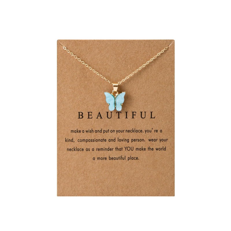 Colorful Butterfly Necklace Sets for Women Butterfly Pendant Bulk Necklaces