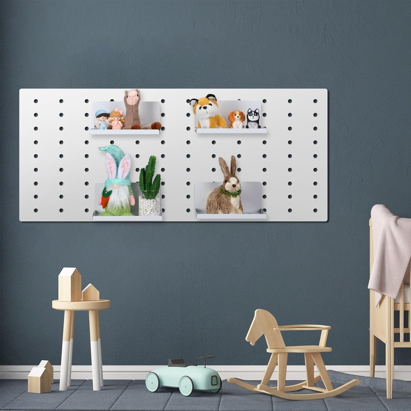 Therwen 4 Pack Magnetic Pegboard Shelves Wall Organizer Metal Peg