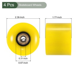 YOKIVE 4 Pcs Skateboard Wheels with Bearing, 80A Skate Scooters Replacement, Great for Skateboarding, Outdoor Street Sports (Golden Yellow, 60mm OD)