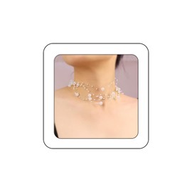 Rannyrena Vintage Pearl Choker Necklace for Women Multilayer Rhinestones Faux Pearls Pendant Necklaces Dainty 1920s Chunky Short Collar Necklace Accessories for Bridal Wedding Costume Prom Party (Bead)