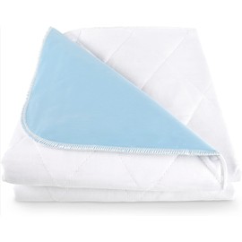 Washable Incontinence Bed Pad Deluxe Bed Underpad Reusable Wetting Waterproof Durable Absorbent for Adults Kids Elderly Seniors Hospital Grade Sky Blue (1 Pack, Size 35" x 33") Made in Canada Sago