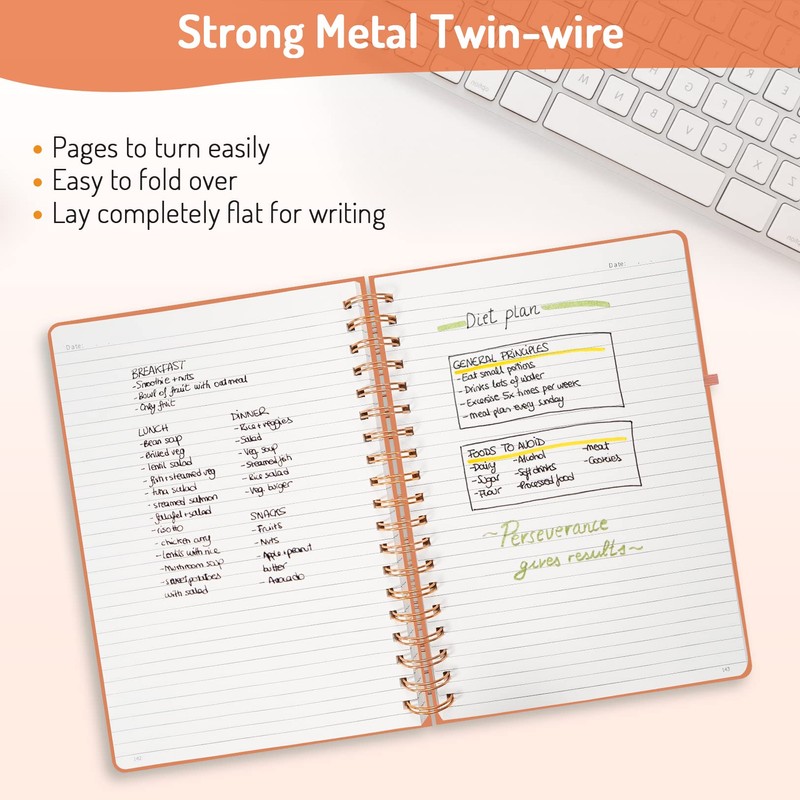 Forvencer Lined Spiral Journal Notebook with 300 Numbered Pages, B5