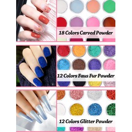 42 Colors Acrylic Nails Kits with Drill and UV Light- Acrylic Nail Powder Glitter and Monomer Liquid Kit with Nail Storage Bag, 5PCS Practice Finger