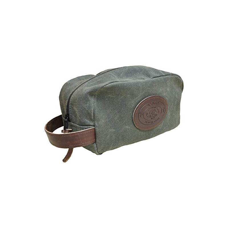 Toiletry Bag - Waxed Canvas - Olive Green