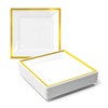 MATANA 20 Premium Square White Plastic Dessert Plates with Gold