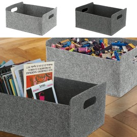 Cepewa Aufbewahrungsbox BoxM 2er Set | Filz faltbar 31cm x25 cm x 13 cm hellgrau dunkelgrau | Filzbox Korb Ordnungskorb (1 x 2er Set Filzbox M)