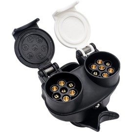 HISports 13 Pin to 7 Pin Towing Adaptor Twin Socket 2 In 1 Trailer Converter Trailer Adapter 13 to 7 Pin Towing Adapter 12V N & S Waterproof Converter Trailer Plug Socket for Trailer Caravan Van Truck