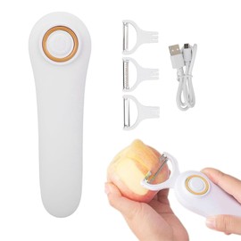 Pelador Eléctrico para Frutas y Verduras, 3 Cabezas de Corte, Recargable USB 1500mAh, para Papas, Tomates, Manzanas
