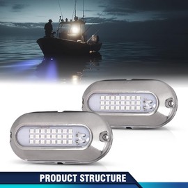 PIT66 LED Pontoon Boat Docking Light Bright White Housing Marine Boat Light 12V Blue Lighting 2 Pcs