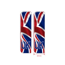 Slimline Domed Waving Union Jack UK Vehicle Number Plate Stickers, 108mm x 29mm – HIGH GLOSS