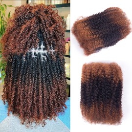 Afro Kinky-Curly Human Hair Bulk for Twist, Dreadlocks Making, Repairing and Extending Locs,100% Afro Kinkys Bulk Human Hair Ombre color, 50g/pack Can be Dyed (#30/1B/#30) (18inch)