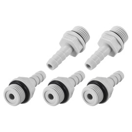 M METERXITY Pack of 5 Barbed Hose Connection - PVC Pipe Connection for Trasport Water Air Application for Machinery Industry (0.24 Inch Barb x 1/4 Inch G Male Thread Grey)