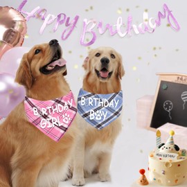 Waghaw Dog Birthday Bandana Dog Birthday Boy Girl Dog Birthday Supplies for Small Medium Large Pet（light pink,Small）
