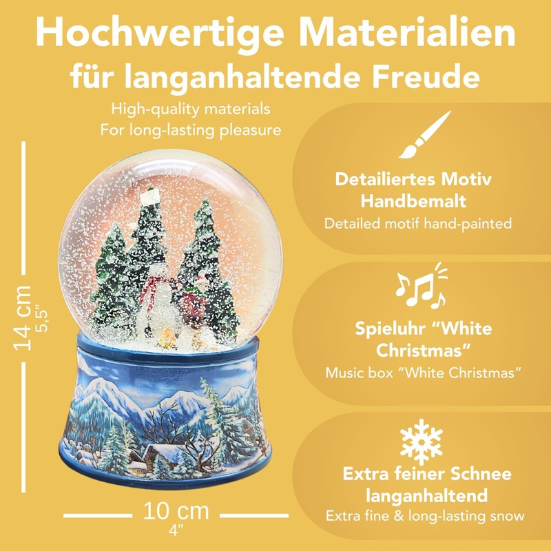 Snow Globe Snowman Standing Child on Sleigh Base Winter Landscape