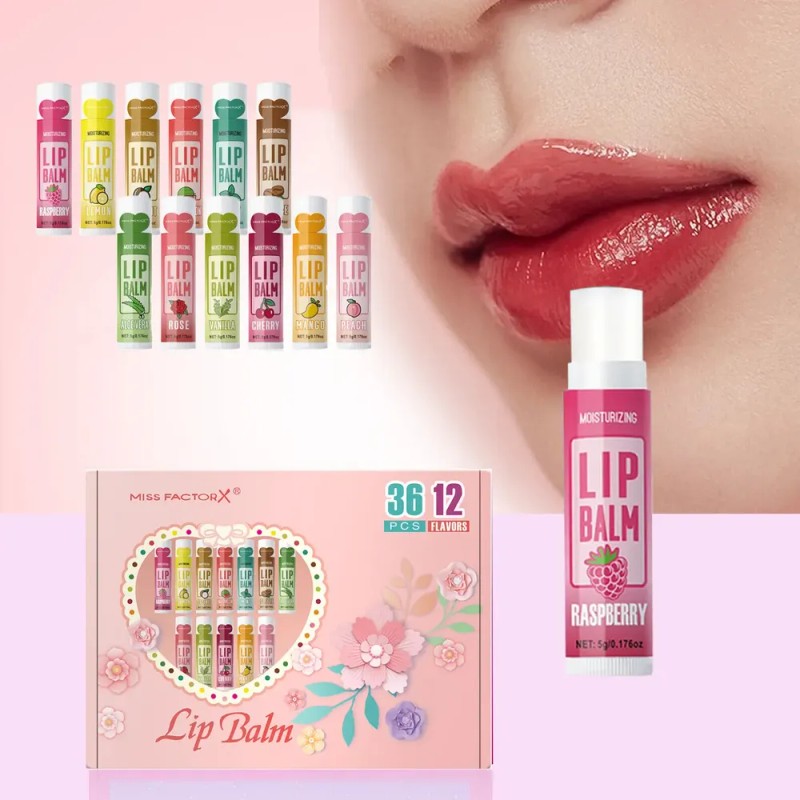 Set De Bálsamo Labial De 12 Sabores, 36 Unidades, Hidratante