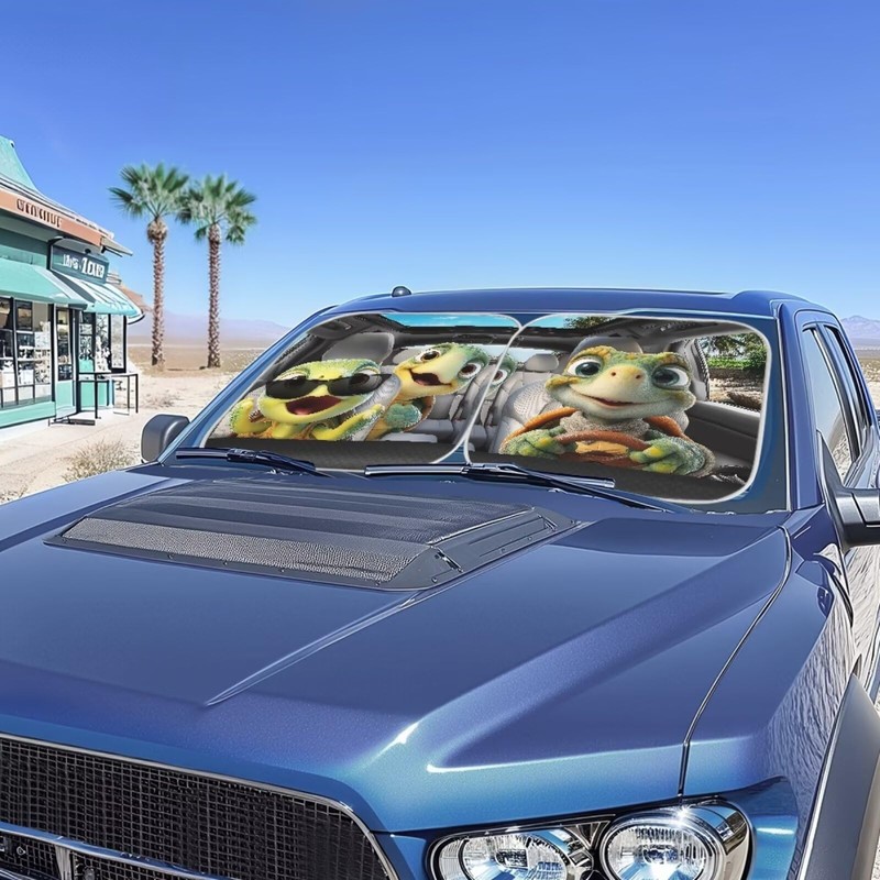 TSVAGA Sea Turtle Windshield Sun Shade 2-Piece Foldable Car Front