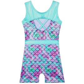 TFJH E Girls Practice Outfits Gymnastic Leotards Shorts Ballet Dancewear Unitard 298 Cyan Scale 100