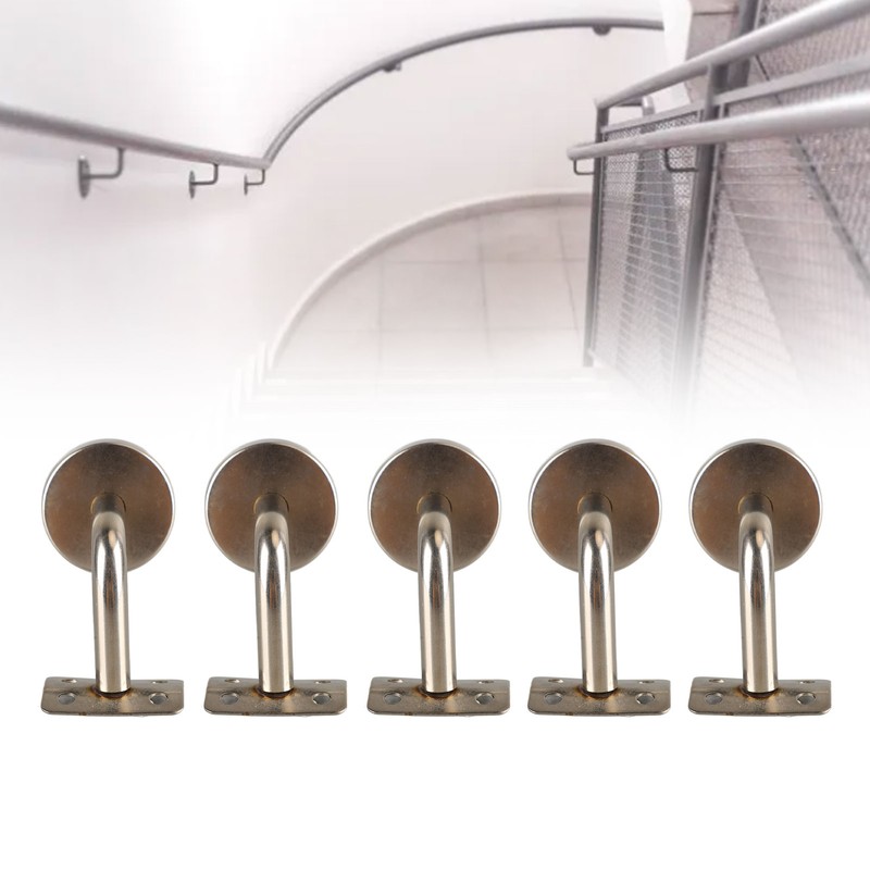 5Pcs Wall Handrail Bracket Practical Robust Wall Mounted Stainless Steel