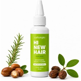 Aceite Capilar de Romero para Crecimiento del Cabello Carbonyko HI NEW HAIR (50 ml) – Hair Oiling con Argán y Jojoba para Nutrición, Reparación y Brillo – Para Cuero Cabelludo y Cabello Dañado – Sin Alcohol, Sin Parabenos y Sin Aceite Mineral