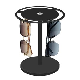 Sunglasses Storage, Glasses Organiser for Multiple Glasses, 360 Degree Rotating Acrylic Glasses Holder, Sunglasses Stand with Non-Slip Rubber Feet, for Table, Dresser, Bedside Tables - Black