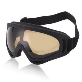 X AUTOHAUX 1 Pc Motorcycle Riding Goggles PC TPU Outdoor Sports Sunglasses for Motocross Dirt Bike ATV Brown Lens Black Frame