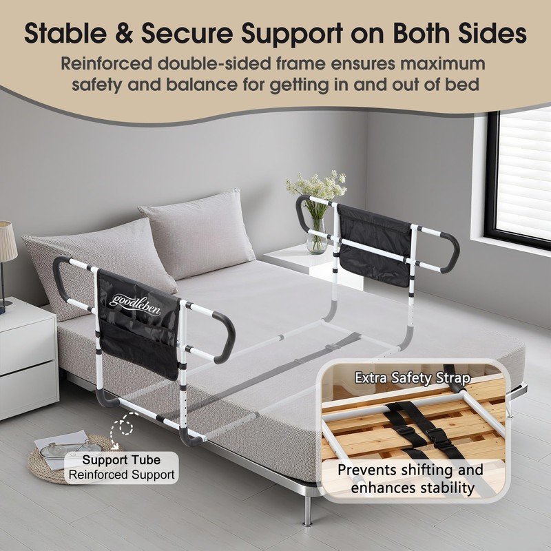 goodleben Double Bed Rail for Elderly Adults Safety, Adjustable Bed
