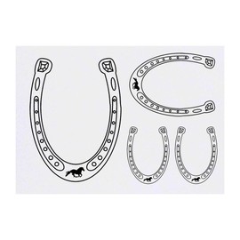 4 x 'Horseshoe' Temporary Tattoos - Water Resistant, Skin-Safe, Non-Toxic Transfers, Mixed Sizes (TO00037539)