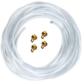 PVC Hose 10 m, Petrol Hose 4 mm x 6 mm with 4 Hose Clamps for Water Hose, Air Hose, Oil Hose, Fuel Hose, Petrol Hose - Transparent
