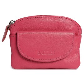 SADDLER Womens Luxurious Real Leather Zip Top Coin Purse | Designer Ladies Change Pouch with Key Ring |Gift Boxed - Fuchsia