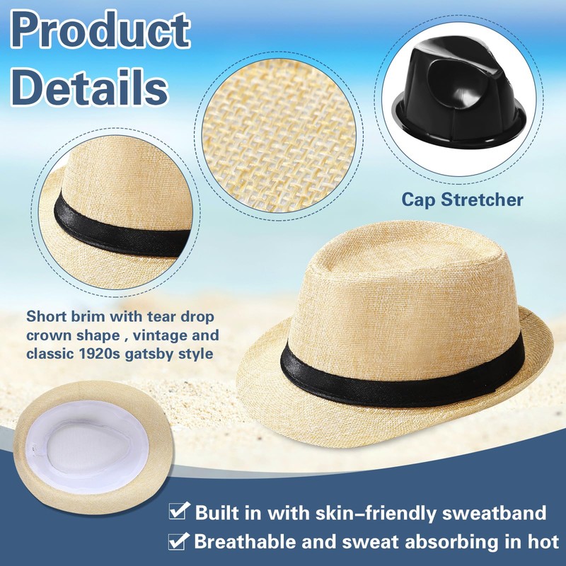 24 Pack 1920s Fedora Hats Bulk for Men Short Brim