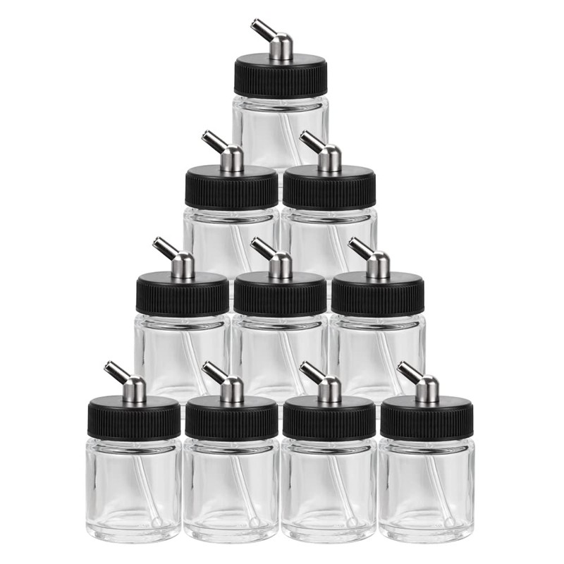 OPHIR Box of 10 Glass 22CC Single-Action Airbrush Bottles for